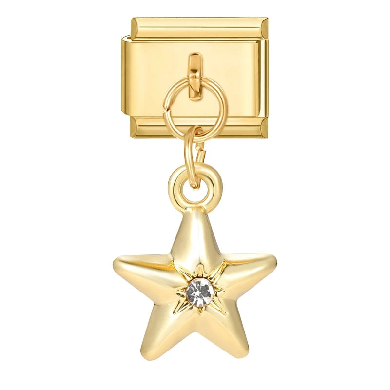 Gold Star with Sparkle Charm