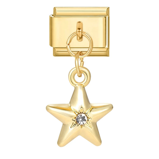 Gold Star with Sparkle Charm