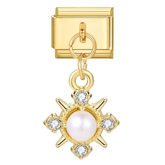 Gold Pearl Star Charm